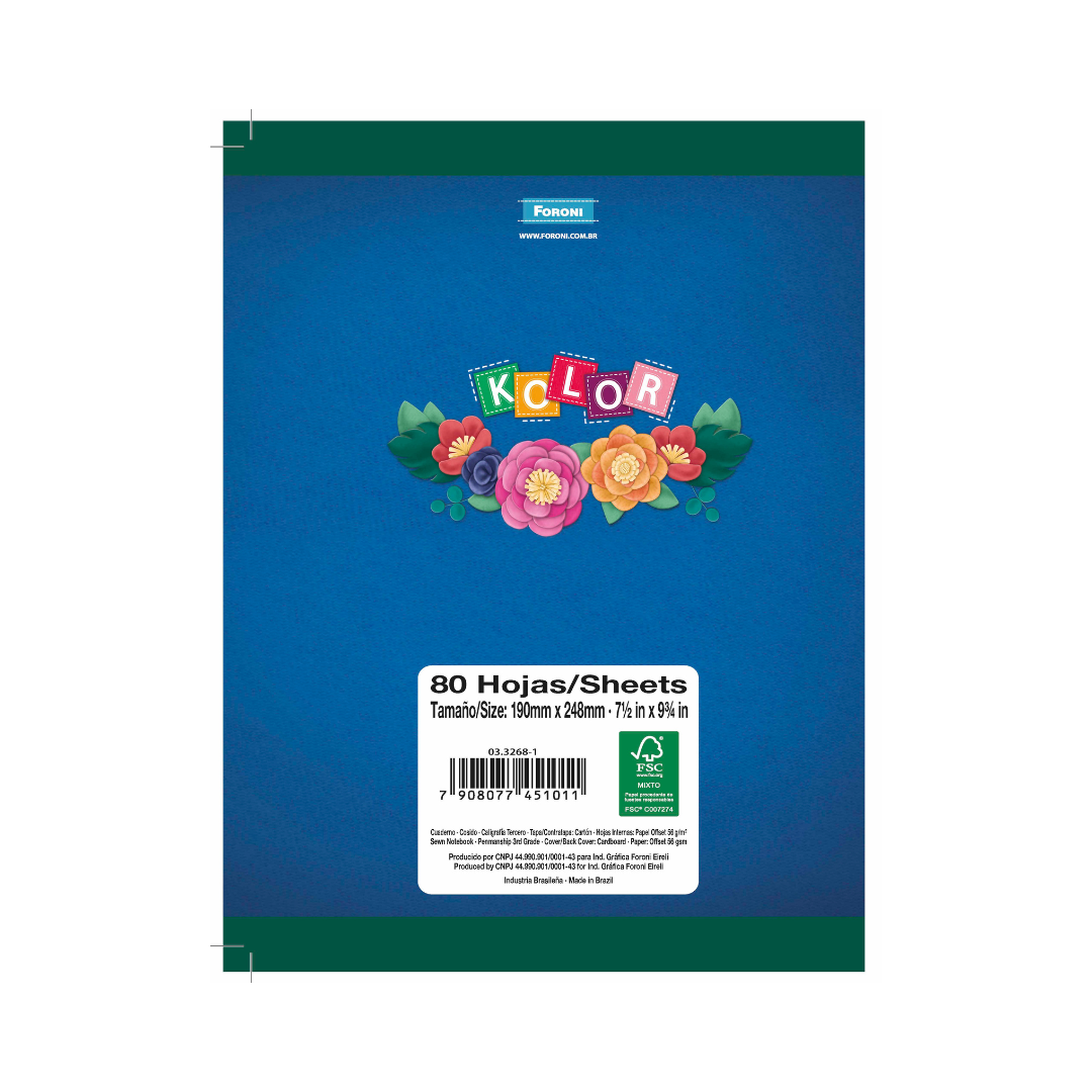 LIBRETA COSIDA CALIGRAFIA 3RD KOLOR 80CT