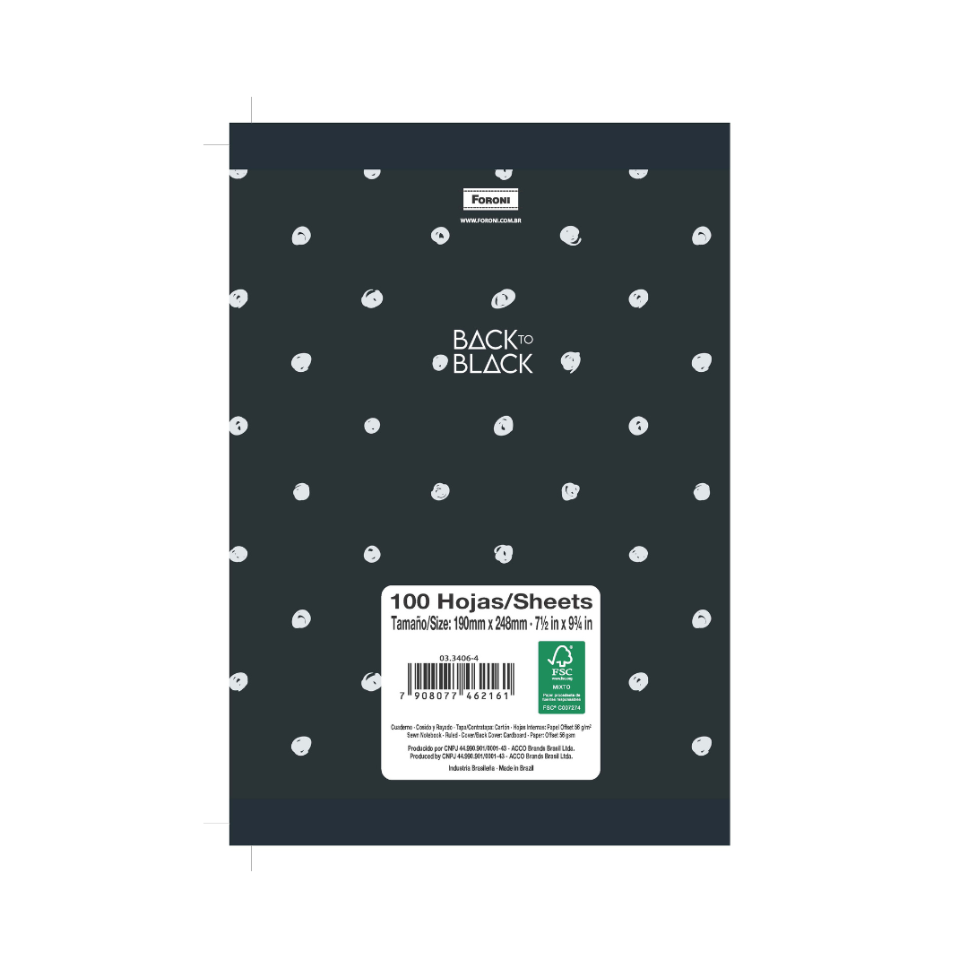 CUADERNO COSIDO APS BACK TOBLACK 100 FLS