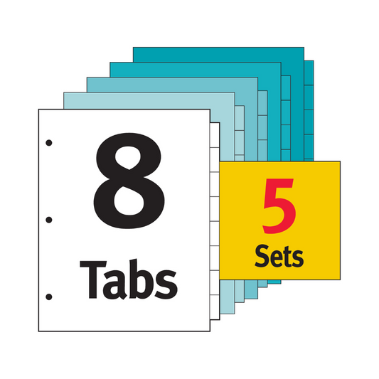 SEPARADOR P/CARPETAS 8 TAB (5 SET) C/L