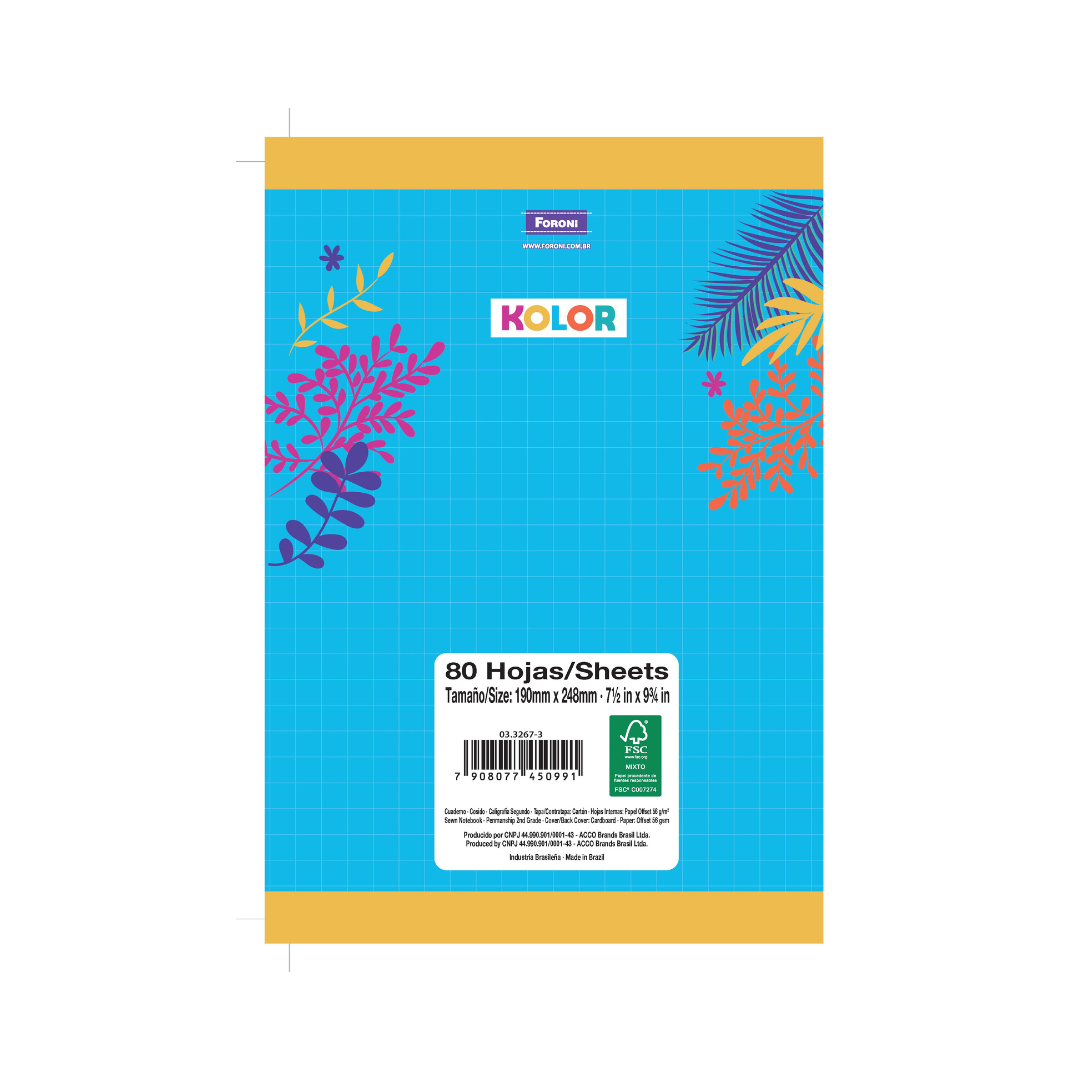 LIBRETA COSIDA CALIGRAFIA 2ND KOLOR 80CT