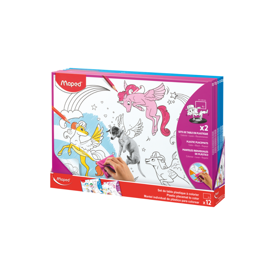 MANTEL INDIVIDUAL DEPLASTICO P/COLOREAR COL. SURT EN ESTU