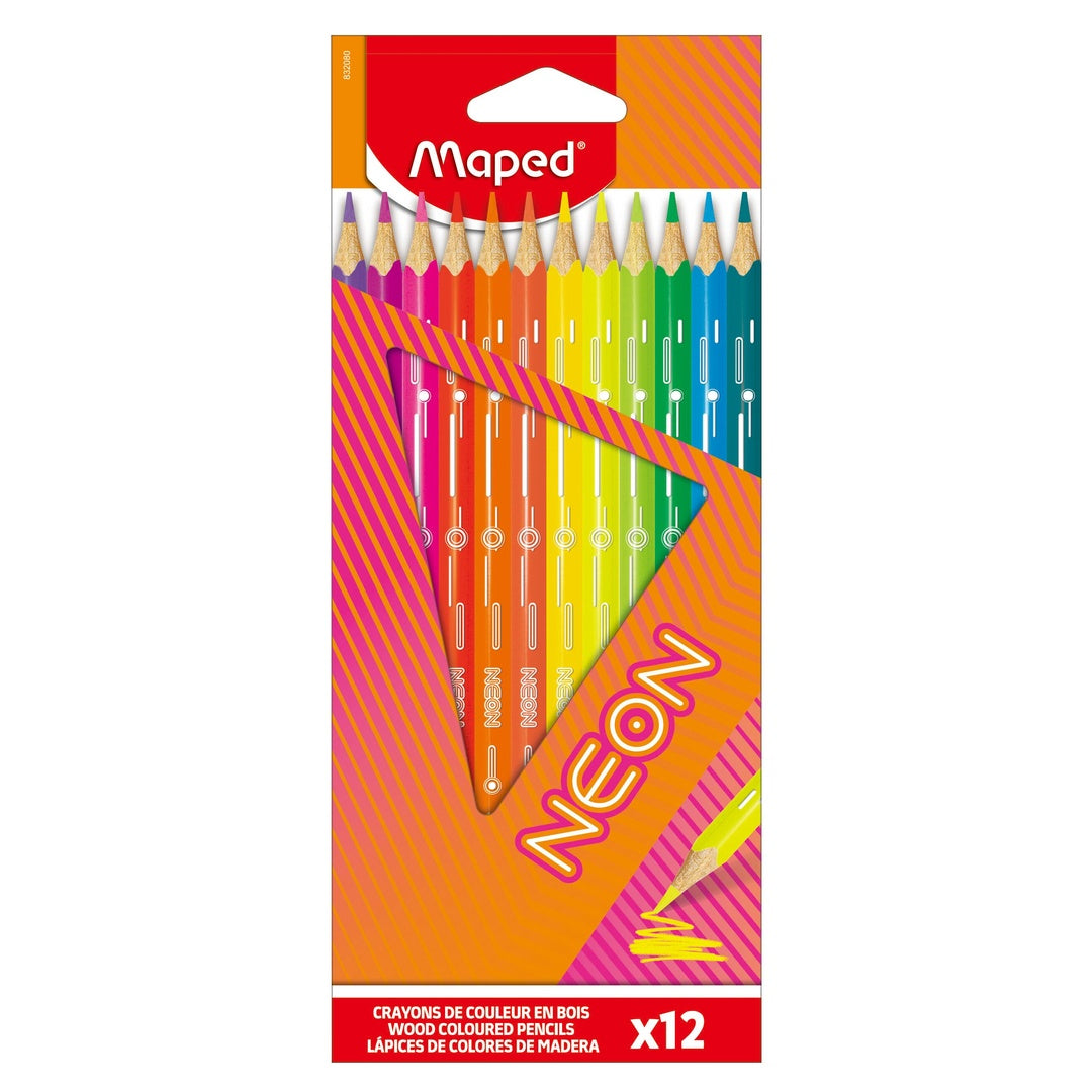 COLOUR PENCILS NEON X12 CARDBOARD BOX