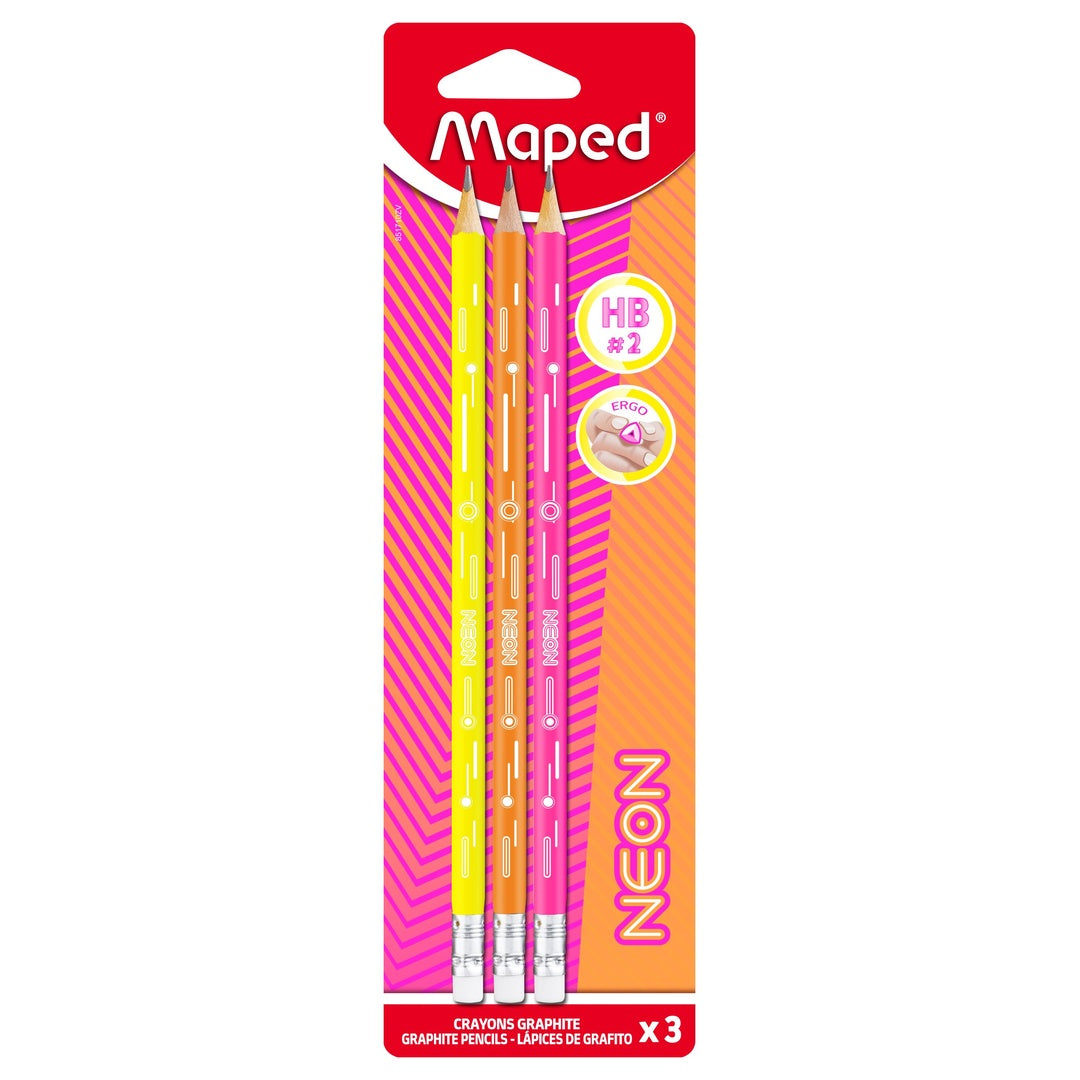 GRAPHITE PENCILS NEON ERA END HB X3 BLISTER