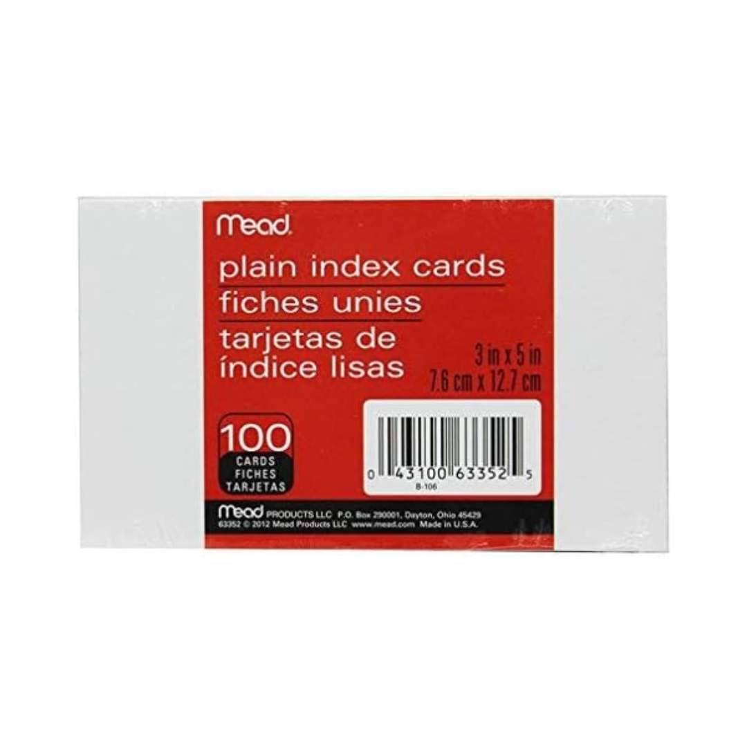 TARJETAS SIN LINEAS (3 X 5) 100/1 (Fichas)