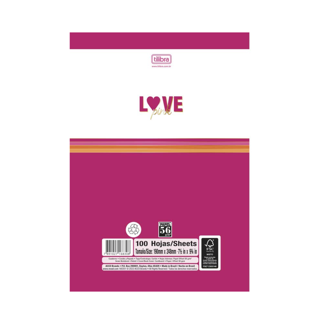 LIBRETA COSIDA PINK 100F