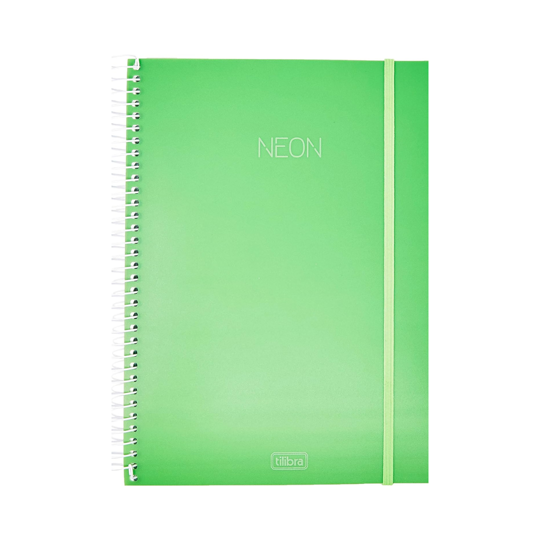 CUADERNO ESPIRAL CON TAPA DE PLASTICO NEON VERDE 200 HOJAS UNIVERSITARIO - TILIBRA