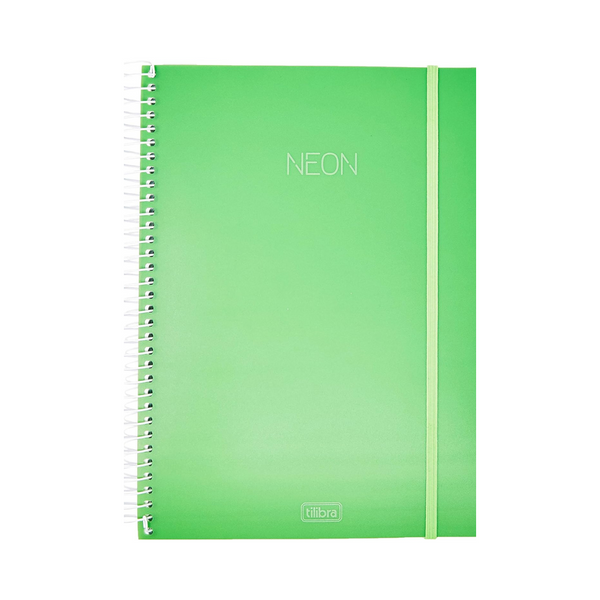 CUADERNO ESPIRAL CON TAPA DE PLASTICO NEON VERDE 200 HOJAS UNIVERSITARIO - TILIBRA