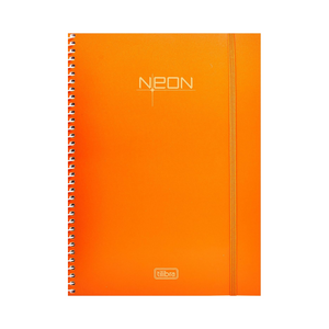 CUADERNO CON TAPA DE PLASTICO NEON NARANJA, 200 HOJAS UNIVERSITARIO - TILIBRA