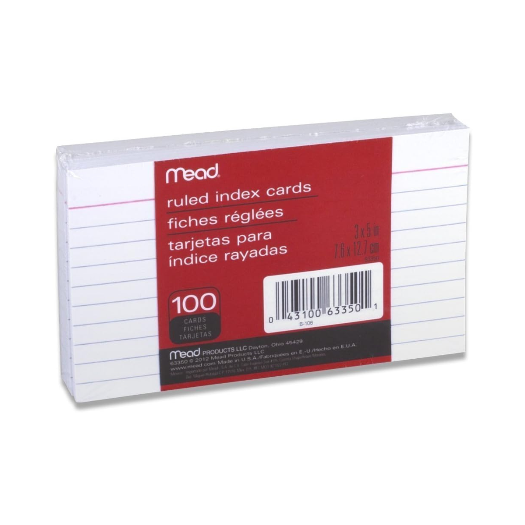 TARJETAS RAYADAS (3 X 5) 100/1 (Fichas)