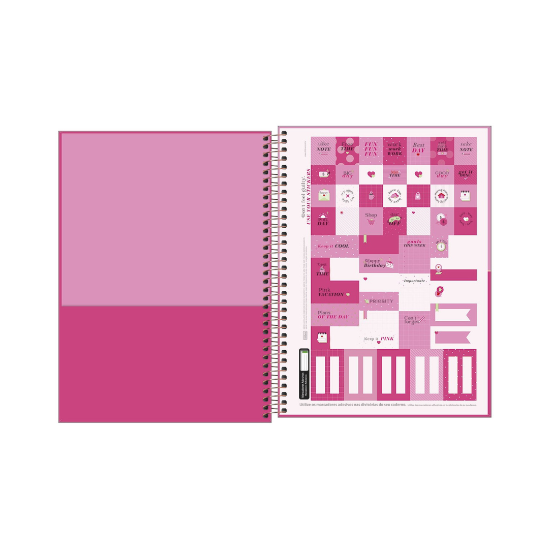 CUADERNO ESPIRAL UNIVERSITARIO TAPA DURA 10 MATERIAS LOVE ROSA 160 HOJAS - TILIBRA