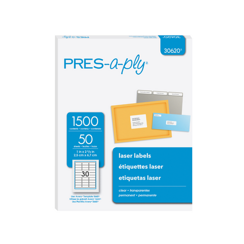 ETIQUETAS P/PRINTER (1 X 2-5/6) CLEAR  50H PRESS-A-PLAY