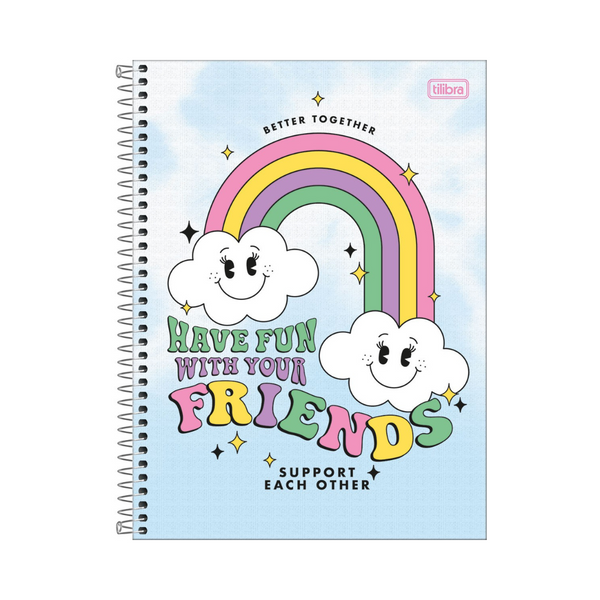 CUADERNO UNIVERSITARIO TAPA DURA ESPIRAL 10 HISTORIAS GOOD VIBES 160 HOJAS - TILIBRA