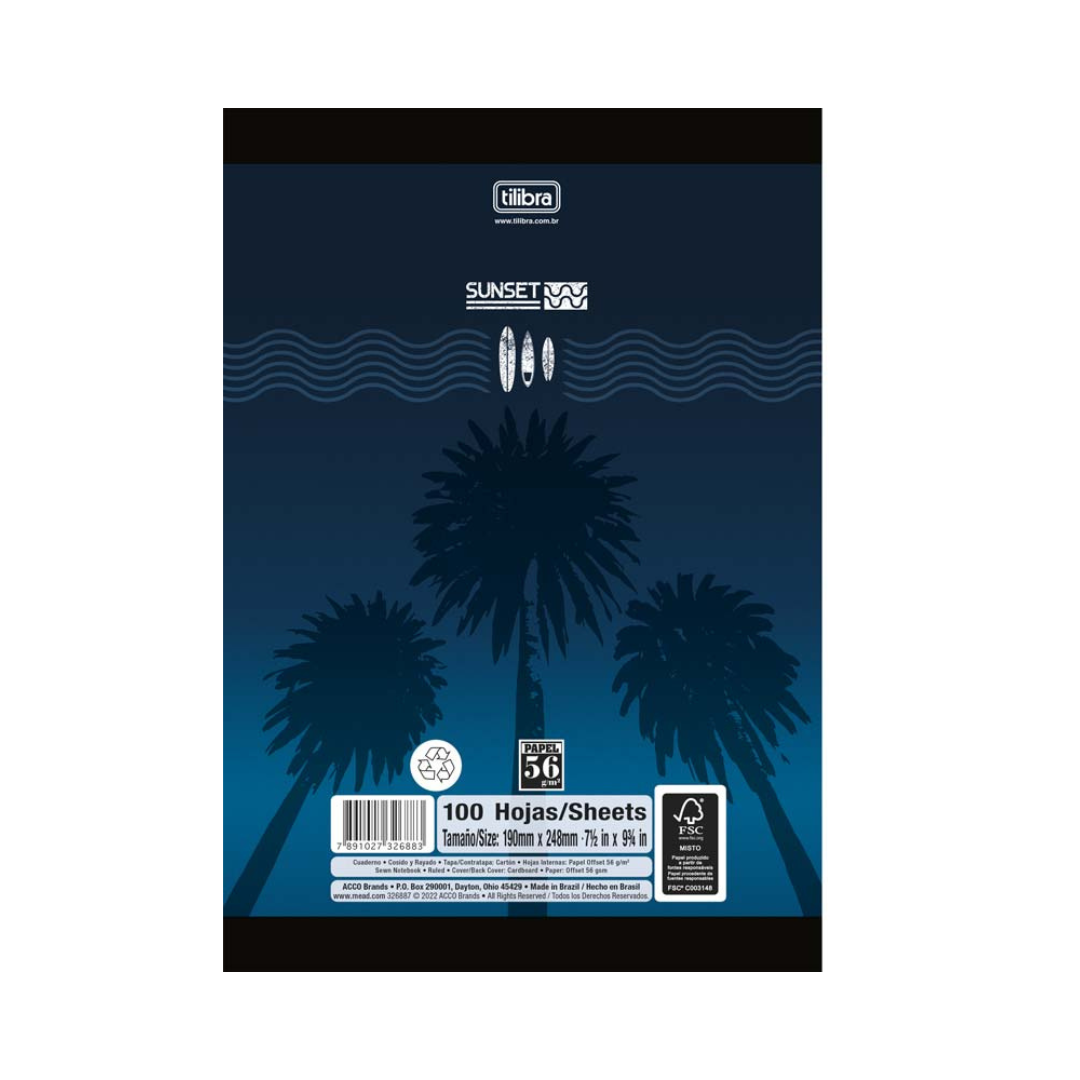 LIBRETA COSIDA  SUNSET 100CT