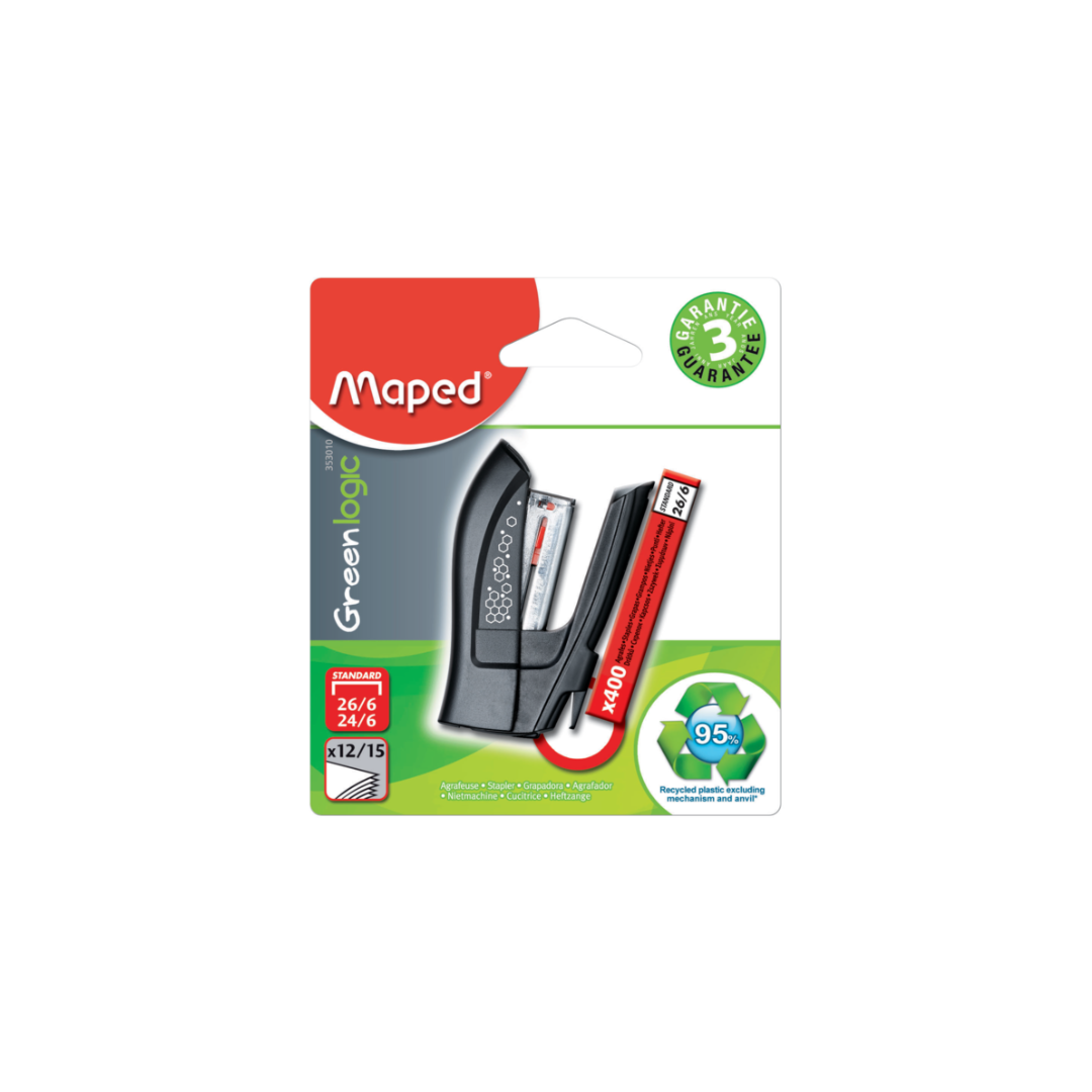 GRAPADORA MINI C/GRAPAS GREENLOGIC BLISTER