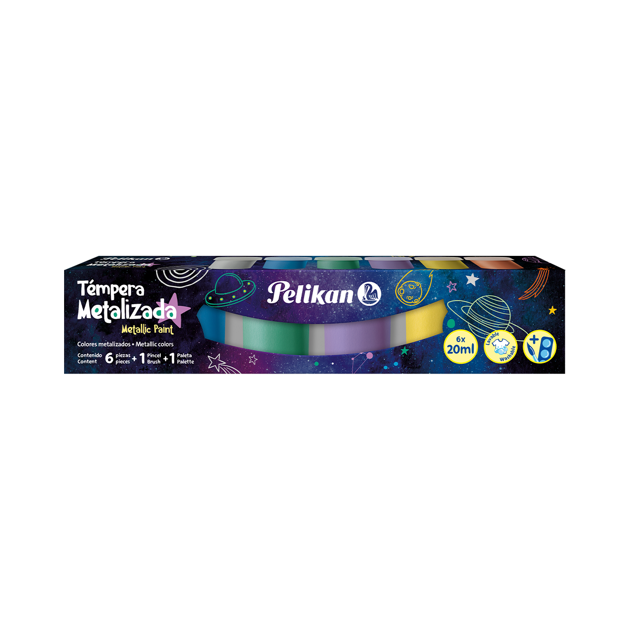 JUEGO TEMPERAS METALICAS 6/1 + PINCEL 20ML BL