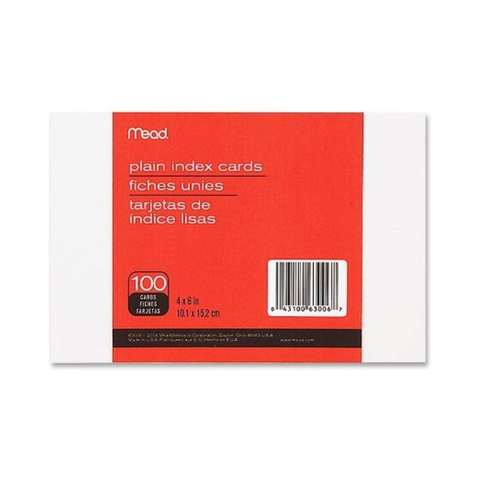 Mead® 4X6 Plain Index Cards 100ct