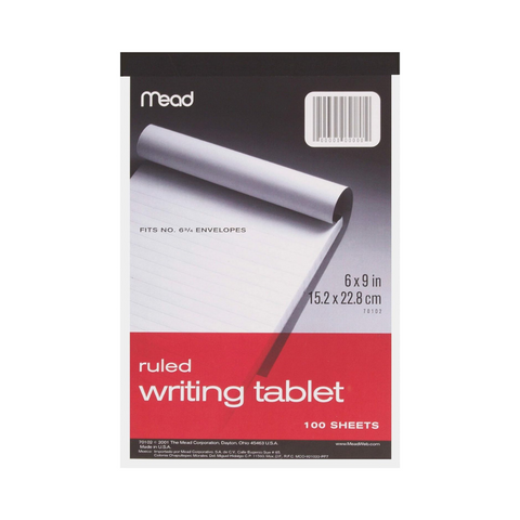 WRITING TAB 6X9 100CT RULED