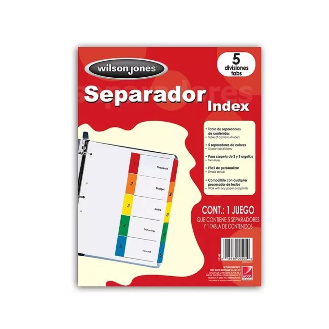 SEPARADOR P/CARPETAS  5 TAB (00504)